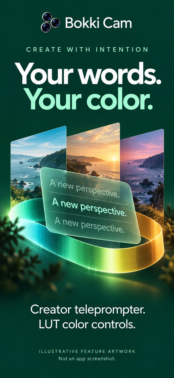 Your words. Your color. Creator teleprompter and LUT color controls.