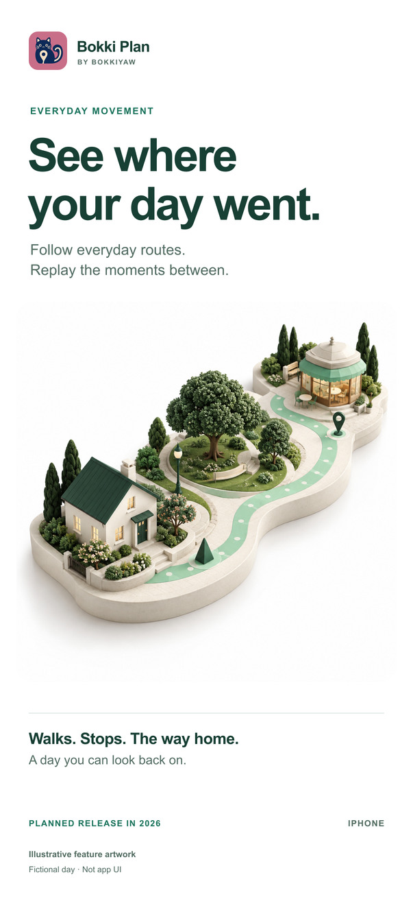 See where your day went. Follow everyday routes. Replay the moments between.